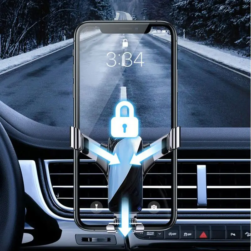 

Mini Car Phone Holder With Lock Universal Car Air Outlet Vent Mobile Phone Support Bracket Adjustable Car Navigation Support