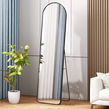 【Lifeideas】Black 150/160cm Modern Arched Wall Freestanding Floor Mirror