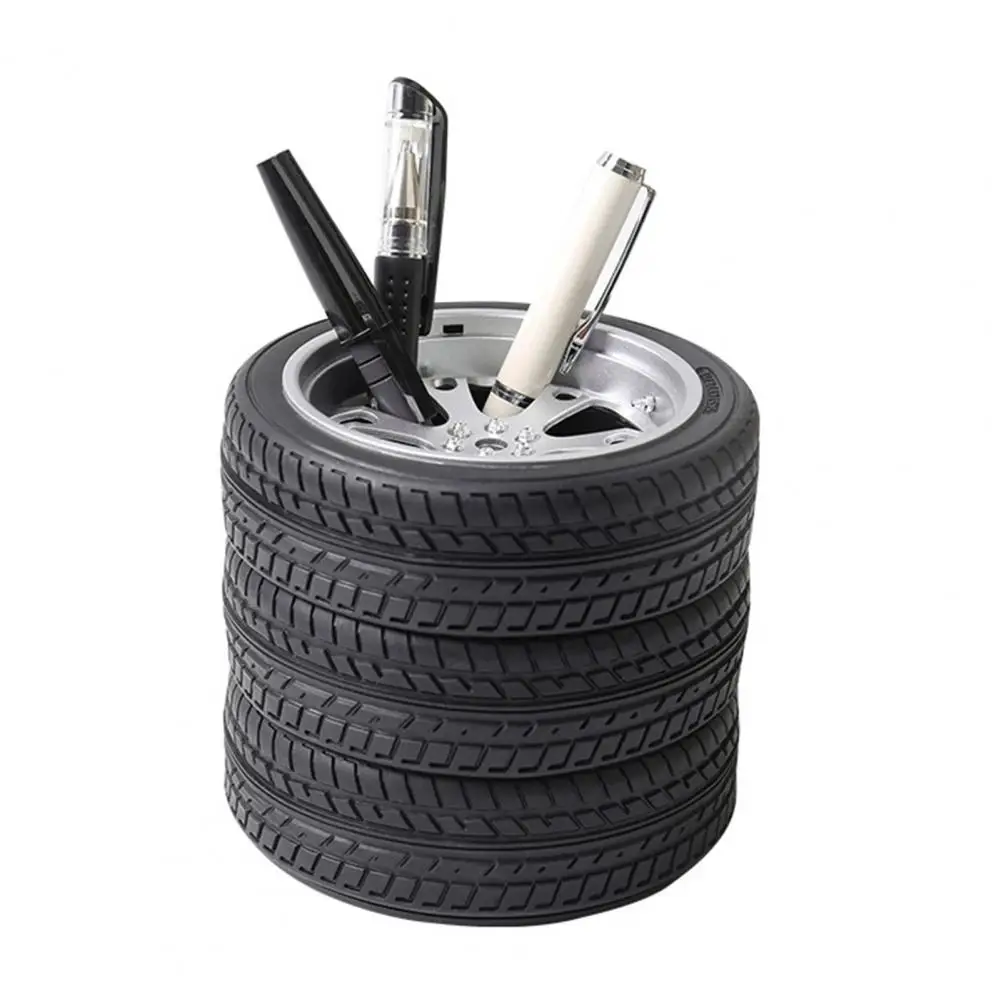 

10.7*9.4cm Tire Shaped Pen Holder Car Tire Succulent Planter Stationery Desk Holder Pencil Holder Car Tire Stacking Accessories