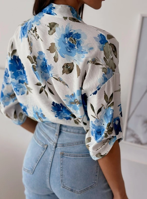 Summer 2024 Women New Elegant Fashion Blouses Temperament Commuting Single Breasted Women's Casual Short Sleeve Printed Shirt