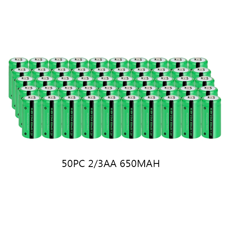 

50 шт., аккумуляторные батарейки PKCELL NIMH 2/3 aa, 1,2 в, 650 мАч
