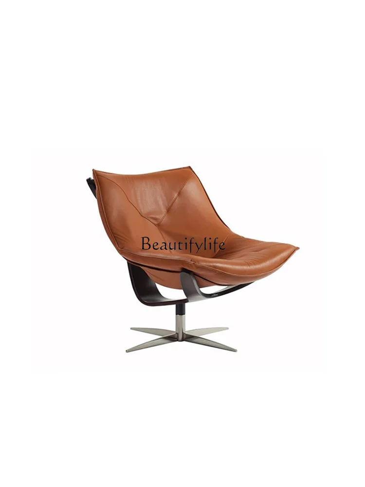 

Modern Minimalist Rotatable Leather Leisure Chair Balcony Living Room Lazy Recliner