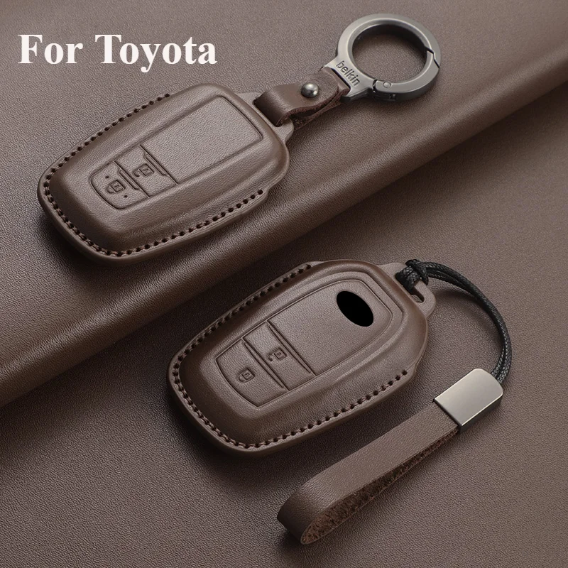 Neue Leder Auto Remote Key Case Cover Shell für Toyota Prius Camry Corolla Avalon chr Rav4 Land Cruiser Prado Keyless Schlüssel anhänger