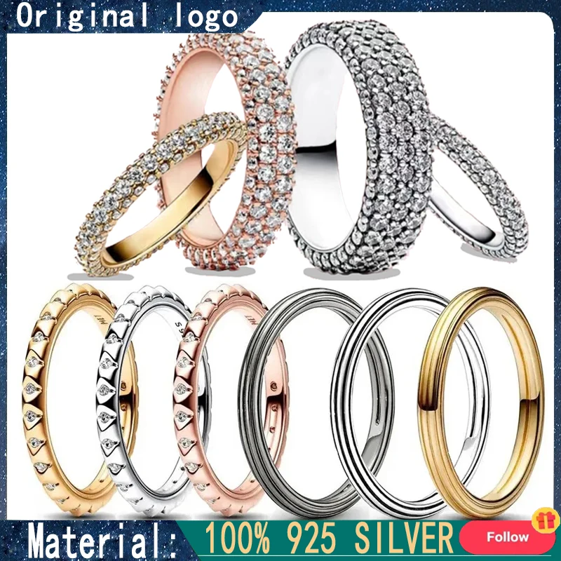 

New Women's Classic Diamond Set ME Cone Rivet Ring Simple and Luxury 925 Silver DIY Jewelry Gift Fashion Versatile