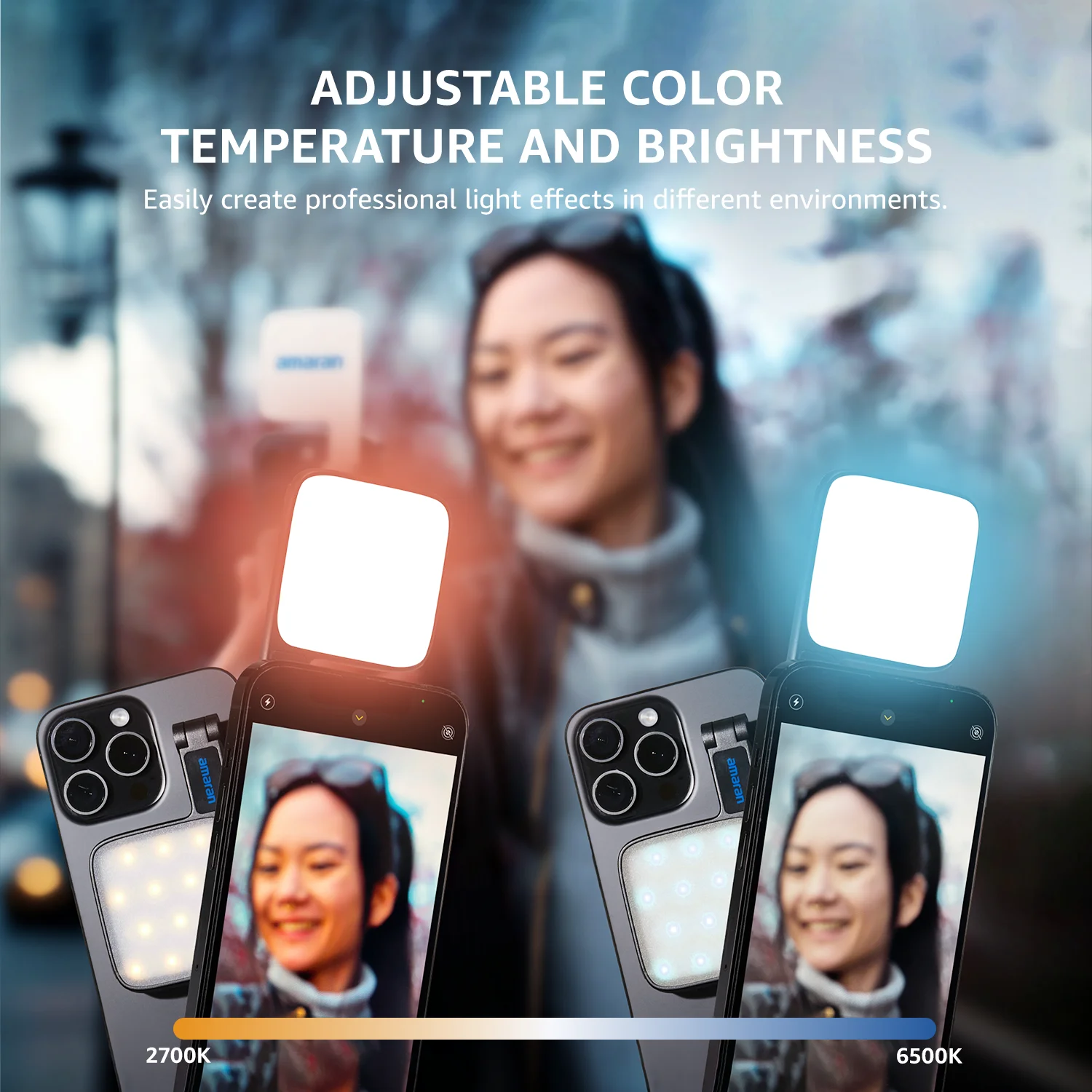 amaran Go Ultra-Compact Built-in Mirrored Mini LED Phone Light Magnetic Mount Versatile Flip Design for Vlog Selfies by Aputure 2