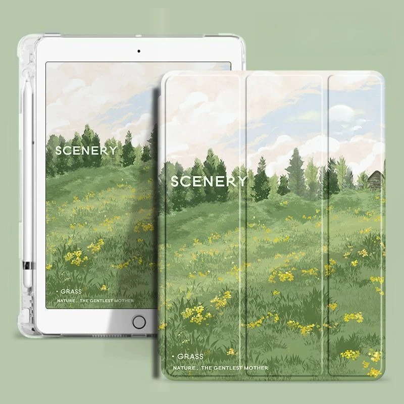 Premium TPU Soft Tablet Case with Pencil Holder & Smart Cover Feature