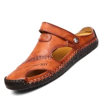 Sandales souples et confortables pour hommes, nouvelles pantoufles d'été en cuir pour hommes, sandales romaines d'extérieur pour la plage, grande taille 38-48 3