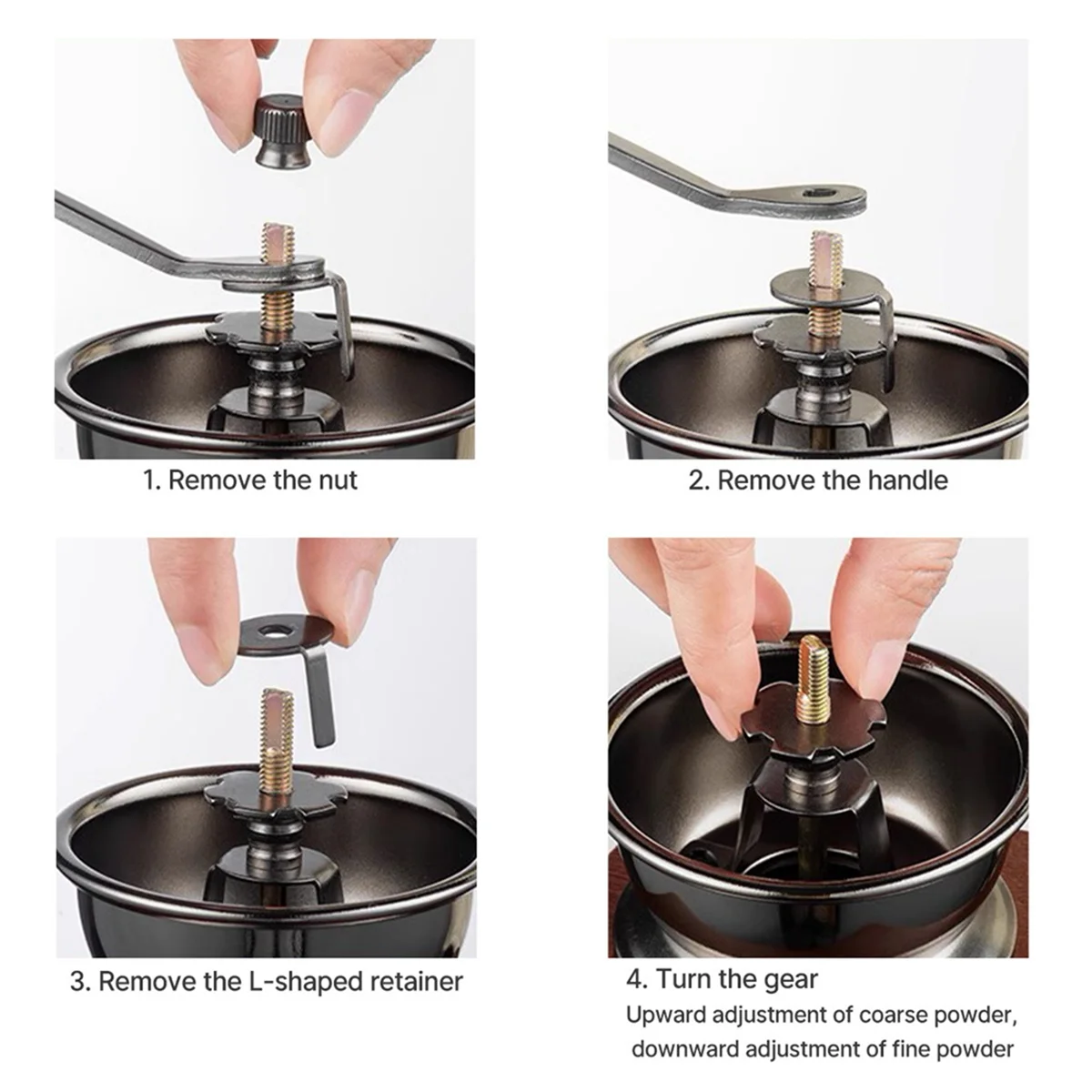 SEMOIC Manual Coffee Grinder with Spoon Mini Vintage Wooden Coffee Bean Grinder for Making Mesh