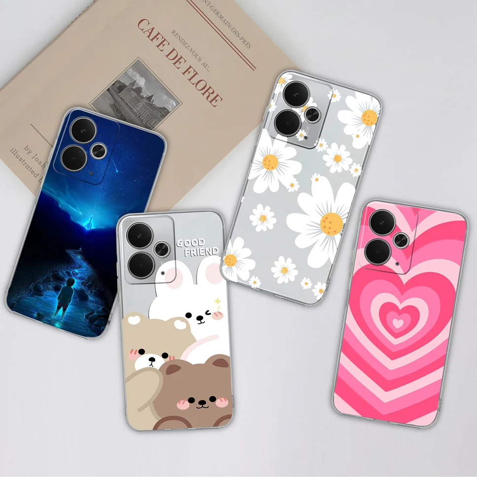 Chic Transparent TPU Silicone Phone Case with Lovely Design Patterns