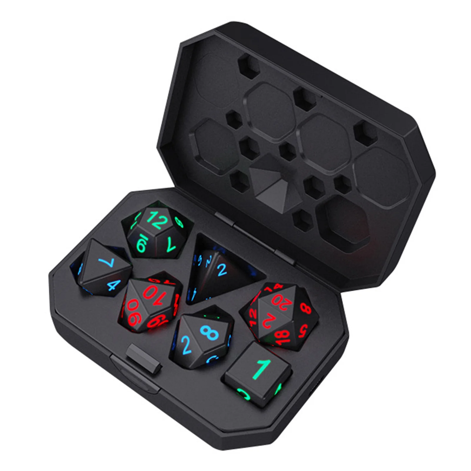 7Pcs/Set Electronic Dice USB Rechargeable Luminous Dice Glow In The
