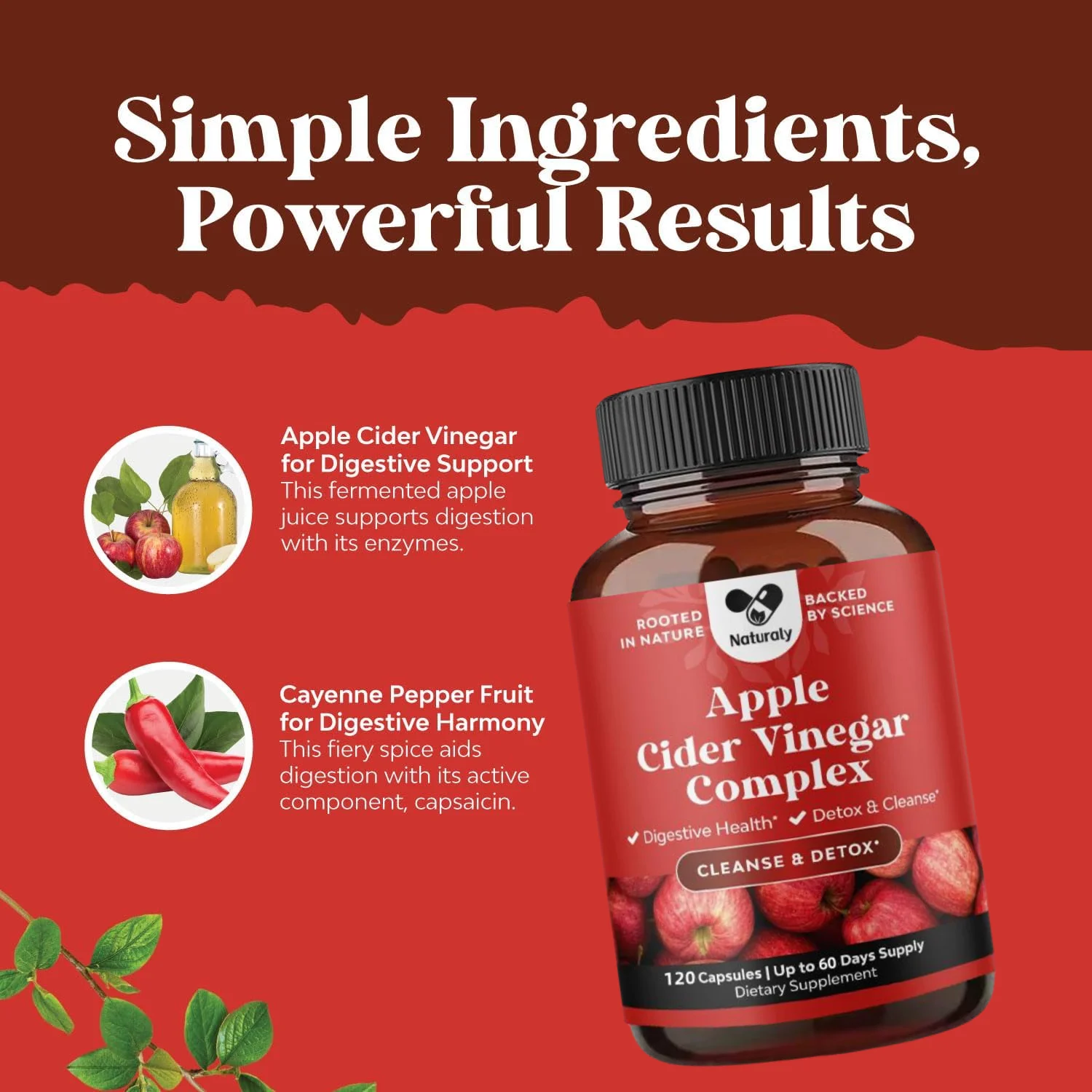 Apple Cider Vinegar Capsules Promotes digestion and healthy weight loss, weight management supplement
