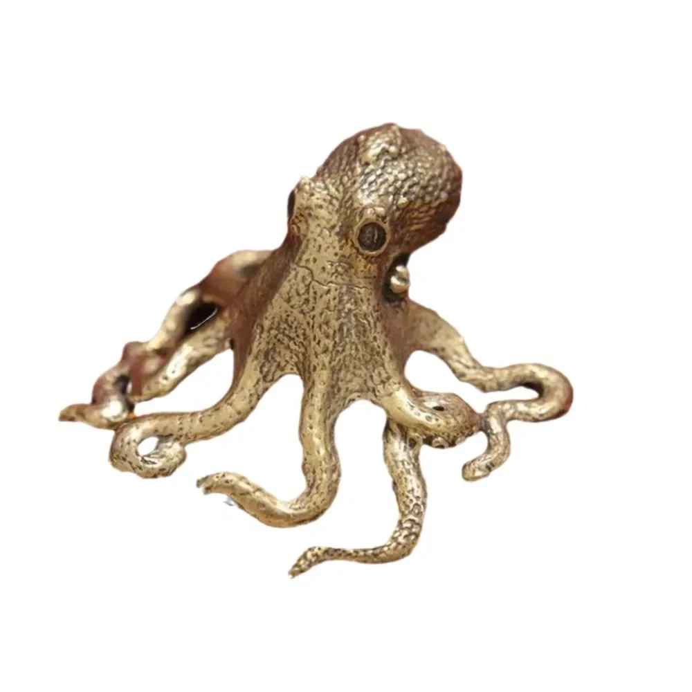 New Antique Octopus Home Decoration Brass Copper Animal Figurines Miniatures Desk Ornament Accessories Creative Table Craft