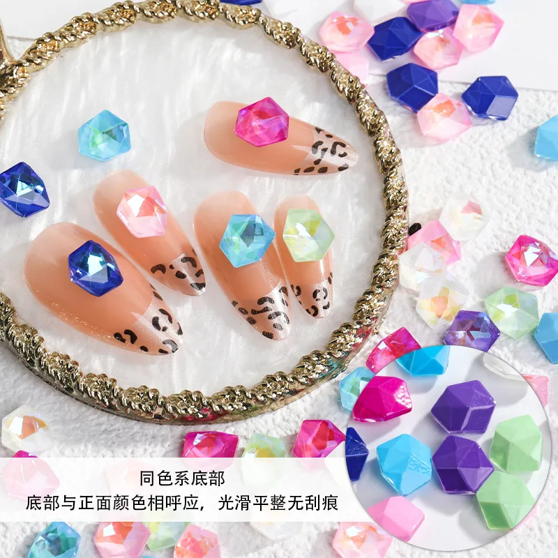 

20Pcs/Lot Summer New Ice Cube Mocha Fluorescent Crystal Drill Dream Point Bottom Nail Drill DIY Special-shaped Rhinestone Nail S