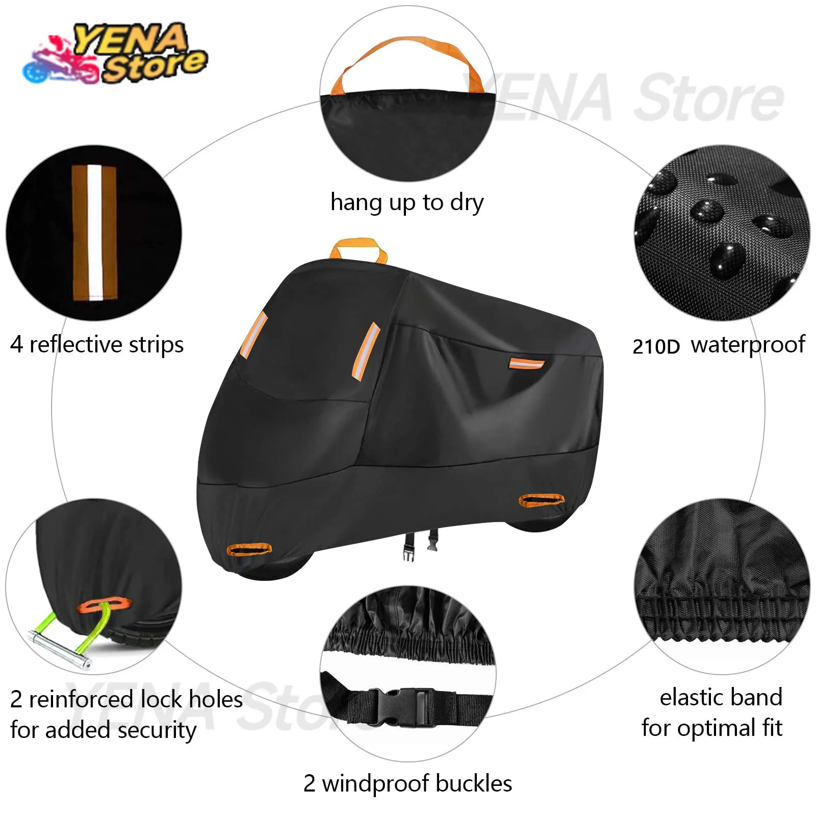 Motorcycle general new 210D Oxford cloth thermal insulation motorcycle cover waterproof outdoor scooter UV protection rain cover