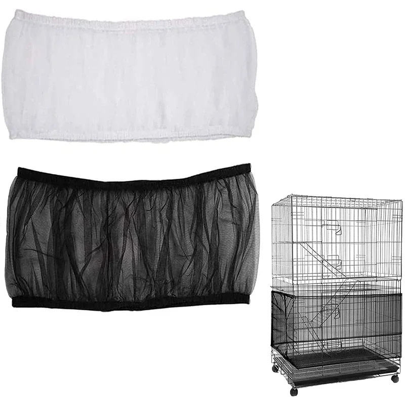 Bird Cage Cover Universal Bird Cage Seed Catcher Guard Net Cover Parrot Nylon Mesh Net Cover Airy Cage Stretchy Skirt for Round Square Cages