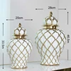 Ceramic Checkmate Jar Gingerbread Jar Gold Storage Tank Flower Vase Porcelain Craftwork Home Decoration Accessories 5