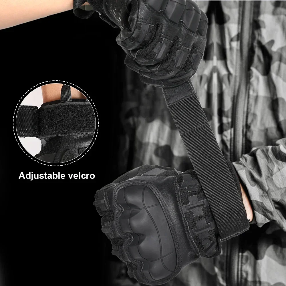 Tactical Full Finger Gloves Paintball Shoot Airsoft Work Fishing PU Leather Touch Screen Rubber Protective Mittens