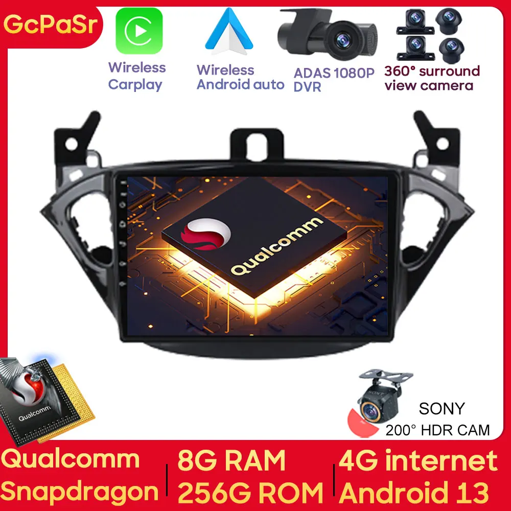 Qualcomm Android Per Opel Corsa 2015 - 2019 Per Opel Adam 2013 - 2016 Car Player Autoradio Multimedia Gps Screen Navigation Wifi