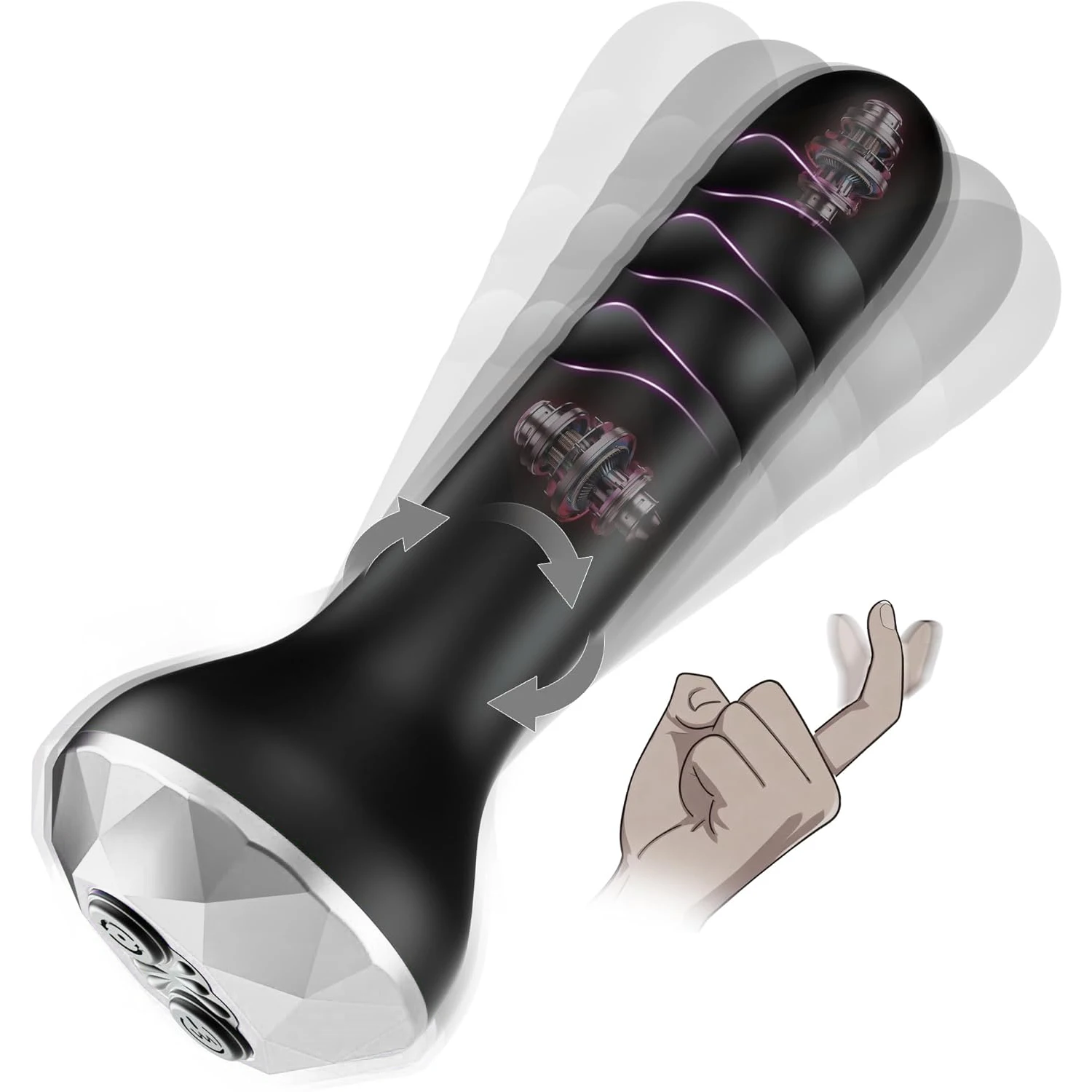 Vibrierender Buttplug, Analspielzeug, Prostata-Massagegerät mit 10, vibrierend rotierend, anfängerfreundlich, Analplug, Sexspielzeug für Männer und Frauen