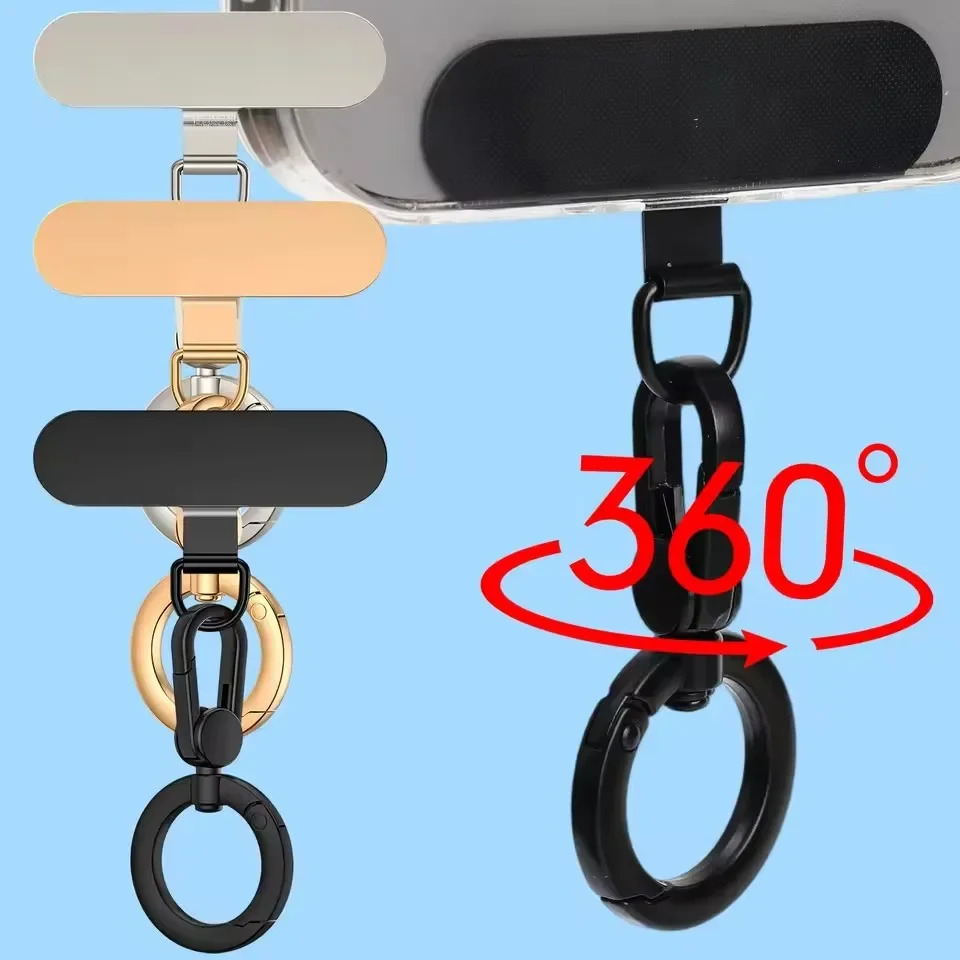 Enhanced Rotatable Metal Buckle Phone Lanyard with Steel Clip and Card Holder