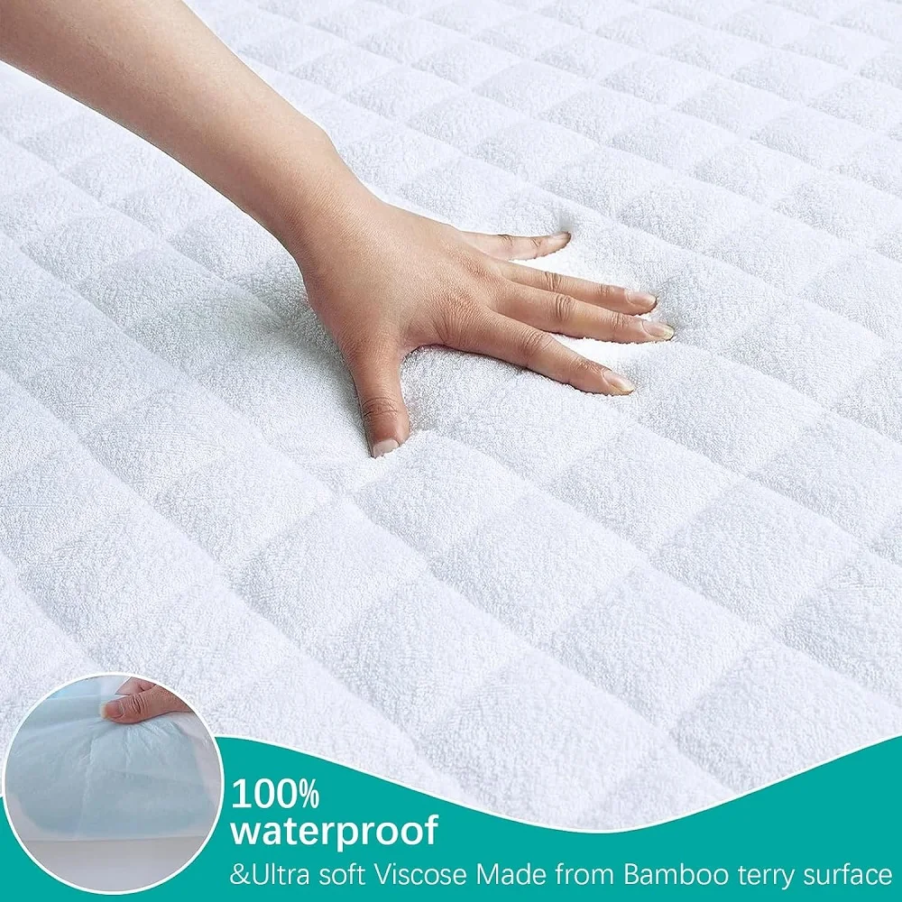 Crib Mattress Protector Pad Waterproof Bamboo Terry Surface Thick Mattress Cover (71x132cm)