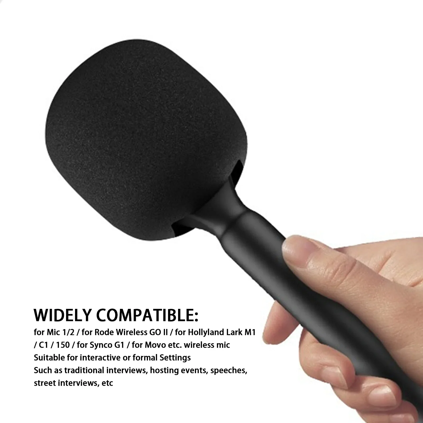 Wireless MHandheld Wireless Interview Microphone Adapter with Windshield Foam for Rode Wireless GO II for DJI Mic 1 2