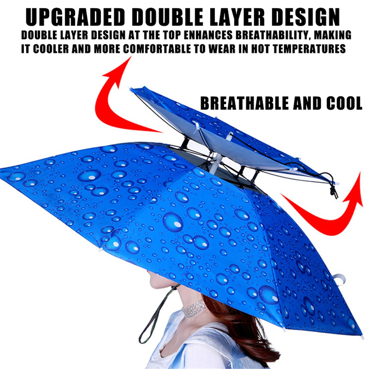 Compact Foldable Waterproof Outdoor Umbrella Hat – Army Green
