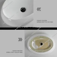 อ่างล้างหน้าทรงรีแบบตั้งโต๊ะ RR อ่างล้างหน้าเซรามิก อ่างล้างหน้าสำหรับระเบียง อ่างล้างหน้าทรงแคบสำหรับตกแต่งบ้าน 6