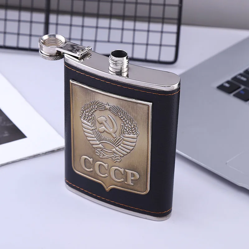 Stainless Steel Hip Flask For Alcohol Vodka Whiskey Wine Bottle Cup Flasks 8oz Gift Set For Men Engraving Cccp Alcohol Container