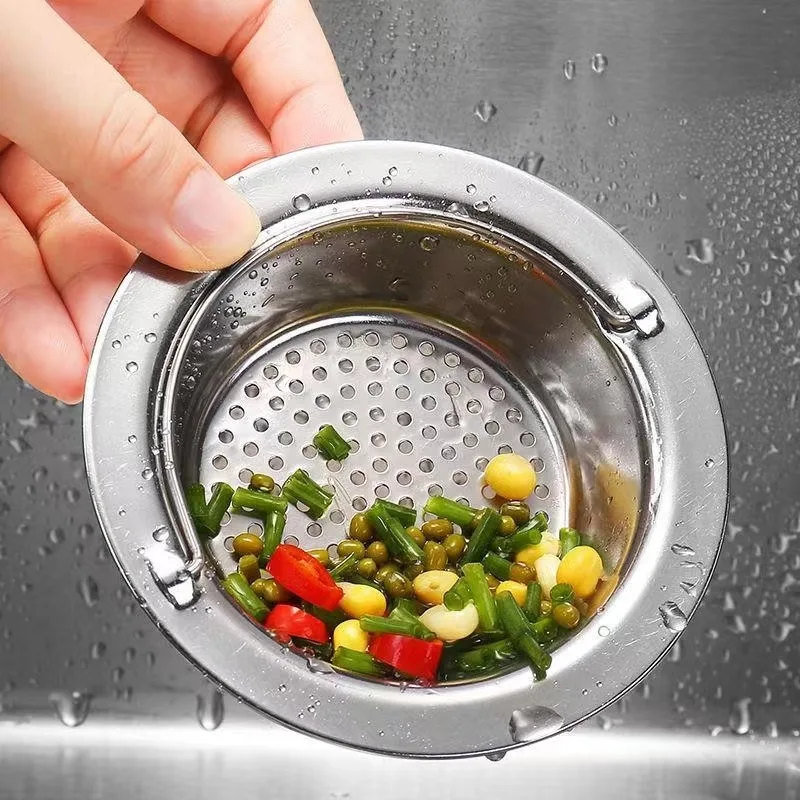 9/11cm Stainless Steel Sink Filter Kitchen Bathroom Sewer Outfall Hair Anti-Blocking Strainer Drain Home Cleaning Accessories