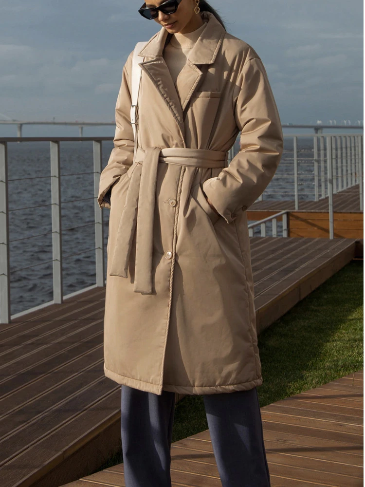 

Vintage Long Parkas Jackets For Women 2022 Elegant Office Lady Quilted Jacket Thick Warm Casual Cotton Parkas Coats Outerwear