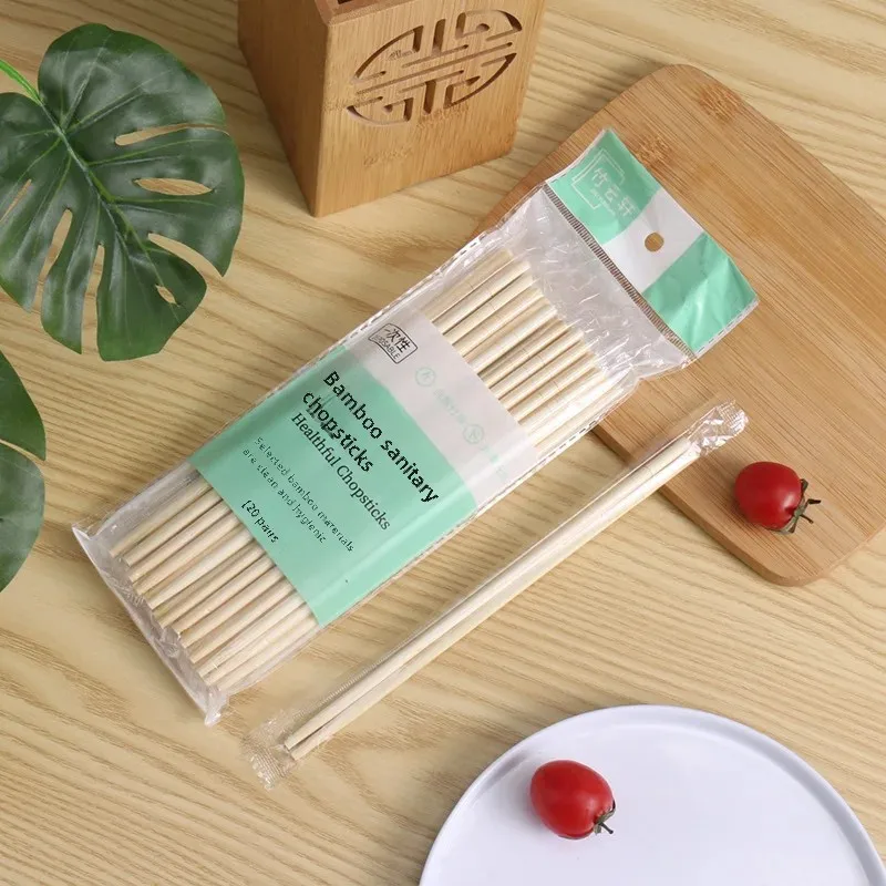 Disposable Round Head Bamboo Utensils Barbecue Bamboo Chopsticks Independent Packaging One-Time Use Restaurant Supplie