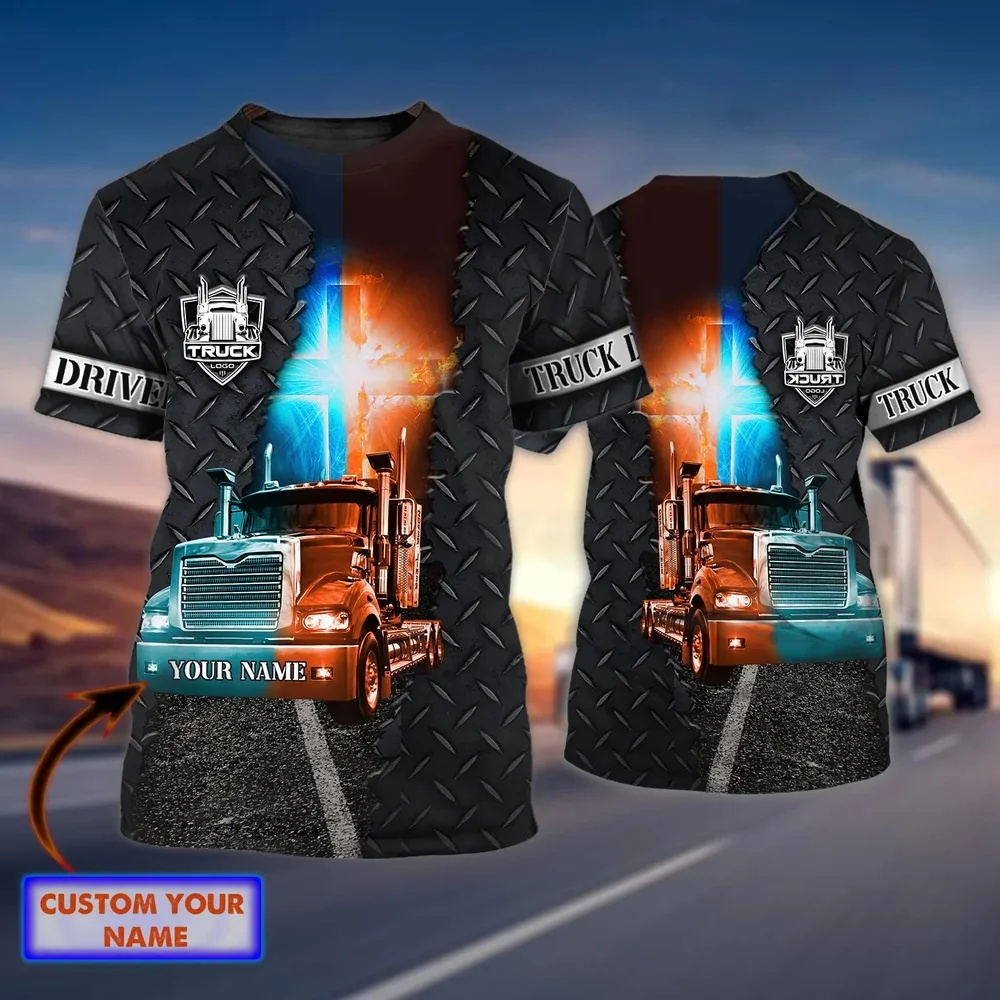 PLstar Cosmos Sommer Herren T-Shirt Personalisiertes cooles Trucker 3D-gedrucktes T-Shirt Unisex Casual Kurzarm Geschenk für Trucker DT86 – Detail 37