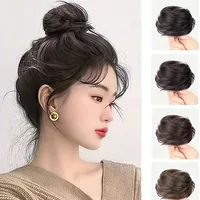 Perruque Updo synthétique facile à porter, Chignon lisse et élégant avec élastique, postiche queue de cheval en Fiber résistante à la chaleur 6