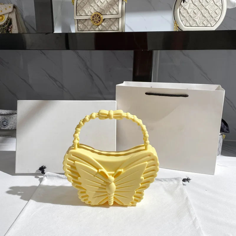New Butterfly Women's Bag PVC Fashion Jelly Bags Candy Color Handbags Outdoor Picnic Bags Fashion Trend Casual Handbag Female