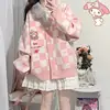 Anime Sanrioed Pompompurin Girl Cardigan Sweater Kuromi Kawaii Cinnamoroll Spring Autumn Knit Coat Preppy Loose Sweet Embroidery 3