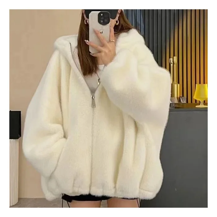 New winter short fur coat, fitted leather jacket, women's hat, eco-friendly sheep fur, women's jacket, coat, regular style