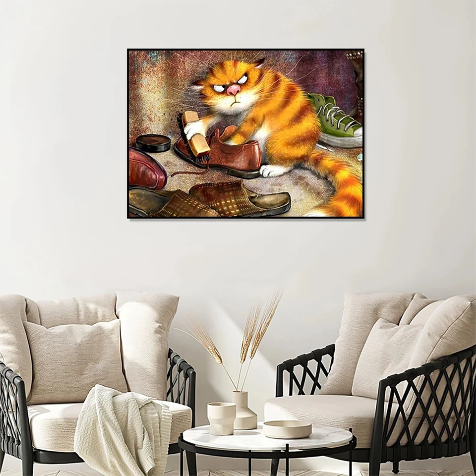Diamond Painting Evershine Diamond Painting Cat Diamond Embroidery Full Square Cartoon Animal Mosaic Cross Stitch Kit Home Decoration