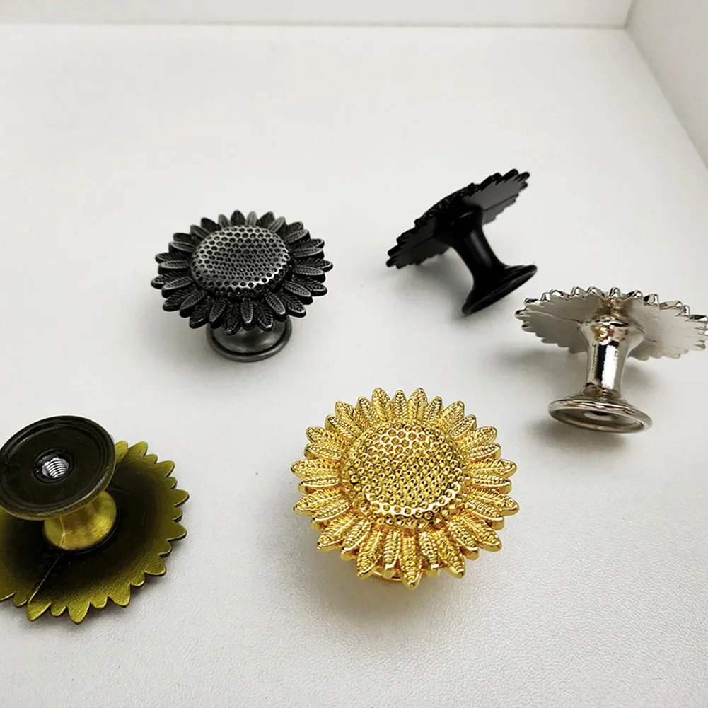 Cabinets Door Knobs Furniture Handle Zinc Alloy Sunflower Shape For Children Bedroom Home Decoration Hardware Accessories