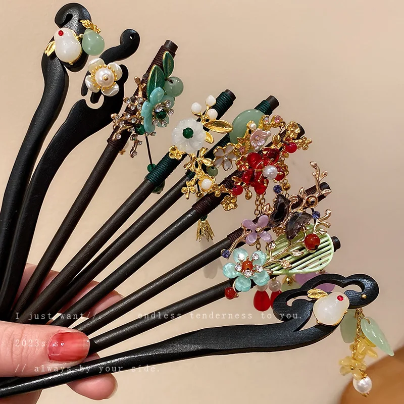 

New Chinese Style New Temperament Hair Accessories Antique Style Hairpins Women's High-End Sense of Hair and Retro Hairpins