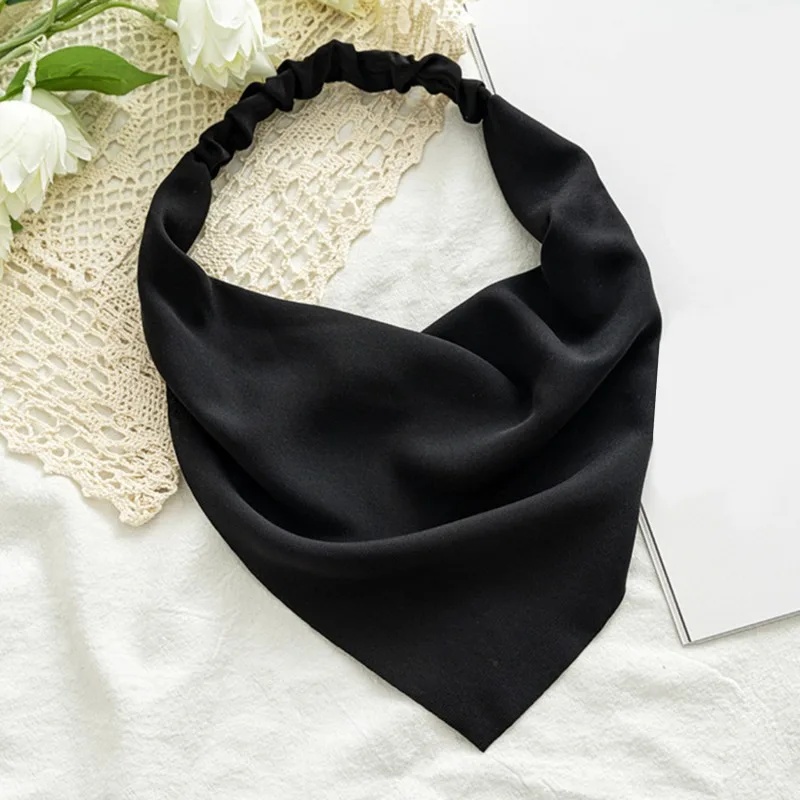 Damen Mädchen Einfarbiger Sommer-Kopfschleier Chiffon Dreieckstücher Frauen Elastisches Haarband Haaraccessoires Kopfbedeckung Ornamente – Detail 6