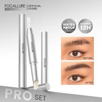 FOCALLURE 3D 눈썹 젤, 눈썹 왁스 펜슬, 방수, 오래 지속되는 더블 헤드, 눈썹 인핸서 젤, 메이크업 화장품, 2 in 1