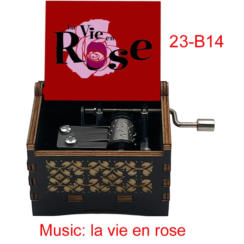 Hand Edith Piaf print France La Vie En Rose Wooden Music Box Musical Theme Song Caixa De Musica Party Casket large stock