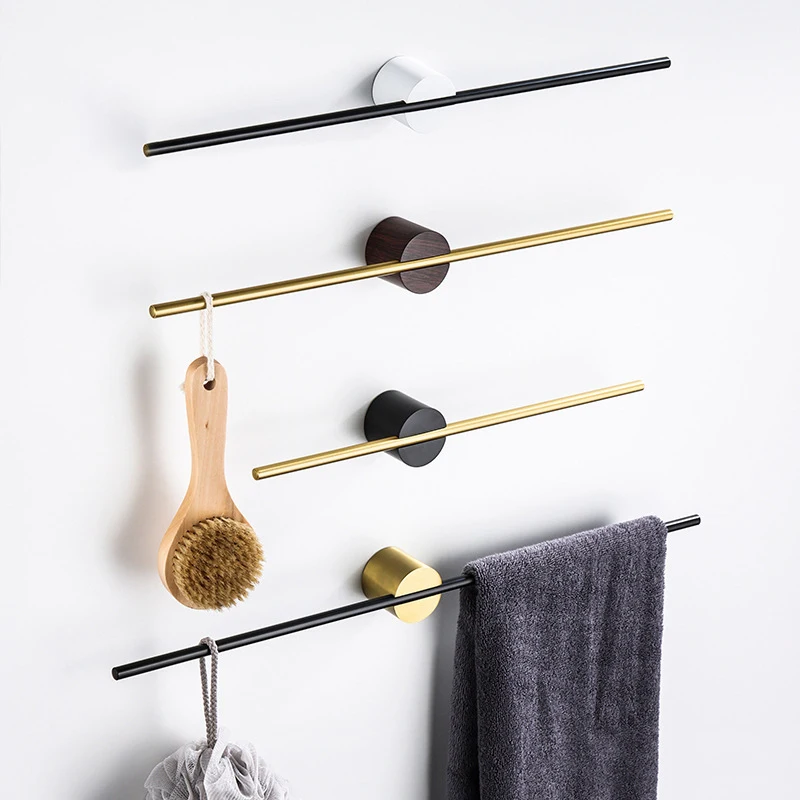 40/50cm Movable Towel Bar Towel Hanger Bath Holder Wall Bar Space Aluminum Bathroom Shelf Kitchen Storage Rack