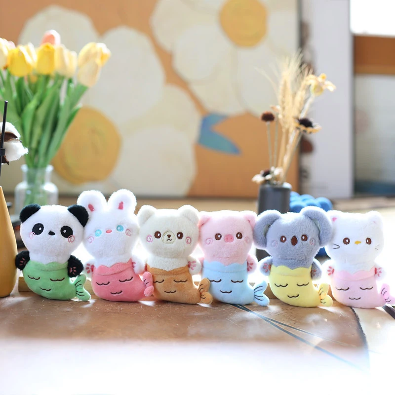 

12 см Милая Русалка маленькая панда брелок плюшевые игрушки Kawaii Koala кролик сумка Подвеска комната DIY Украшение