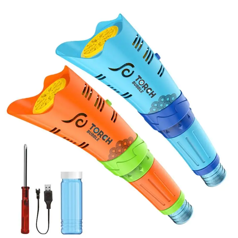 

Handheld Torch Bubble Blowing Machine LED Portable Bubble Machine Wand Maker Toys Automatic Bubble Blower For girls & children