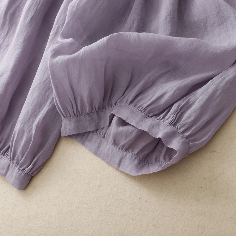 Summer New Sle Artistic Retro Balloon Pants Cotton Linen Loose Travel Casual Lantern Pants Women's Purple Thin