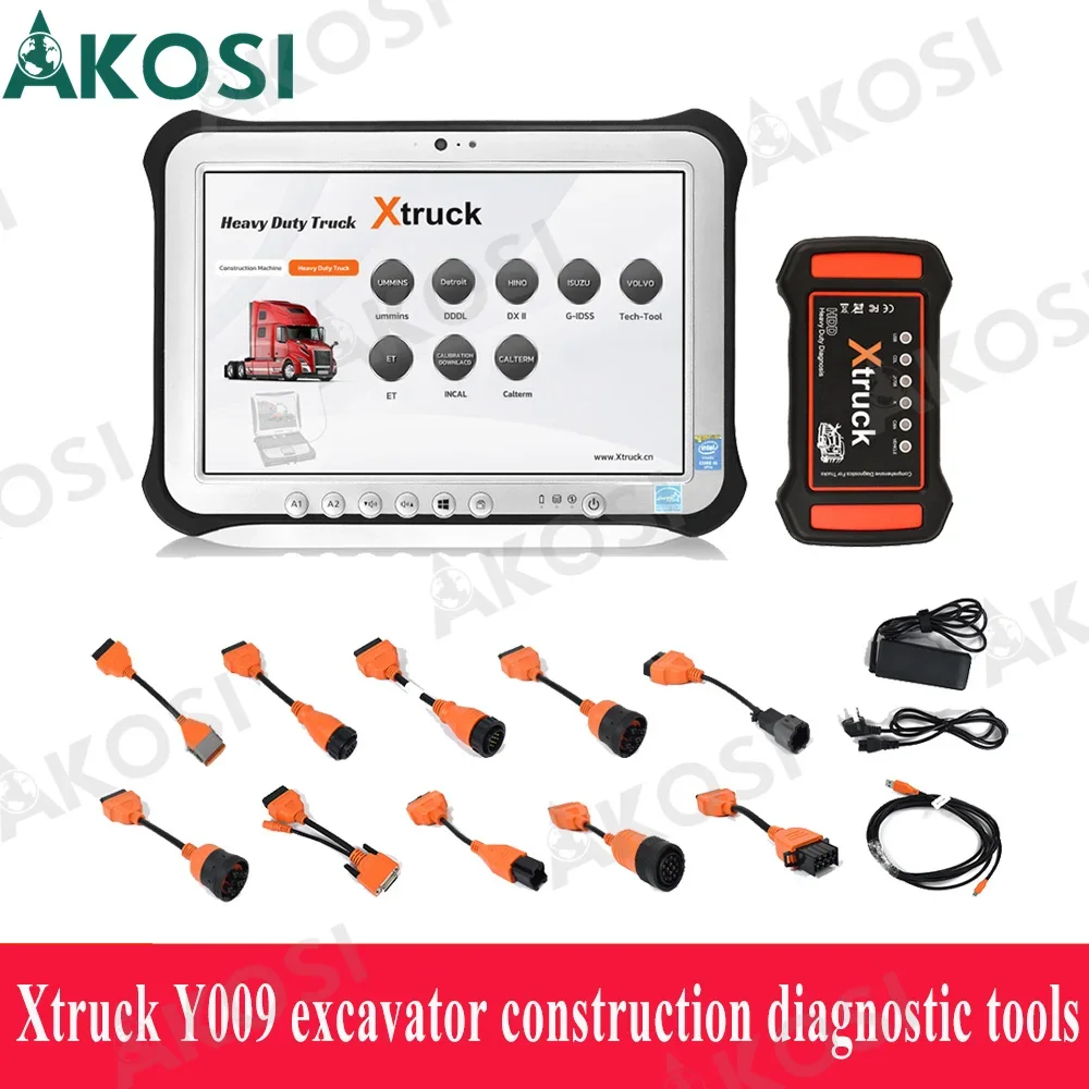 

7 in 1 Xtruck Y009 HDD with FZ G1 Tablet Full set work for inl-ine hitachi volvo ISUZU HINO ET SDP3 Truck Excavator Diesel tools