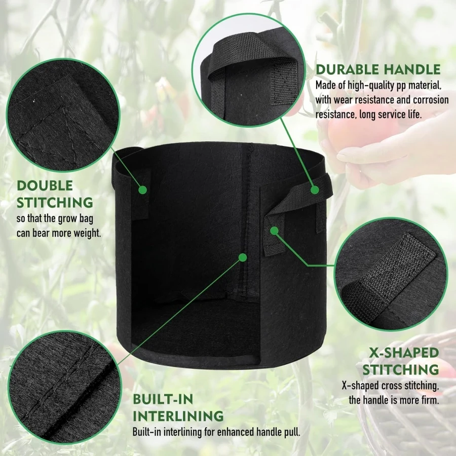 Large Heavy Duty Fabric Grow Bag with Handles
