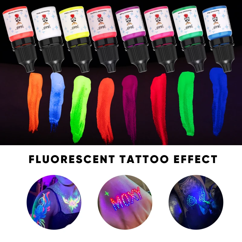 Inchiostro per tatuaggi fluorescente da 5 ml Colorante per tatuaggi a 8 colori Pigmento luminoso sicuro non tossico facile da colorare - immagine 5
